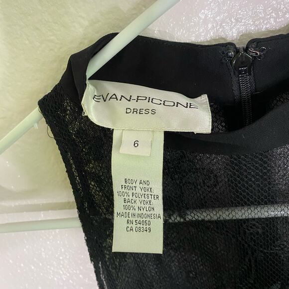 Evan-Picone Black Lace Front Draped  Blck Dress Size 6 - Picture 4 of 7